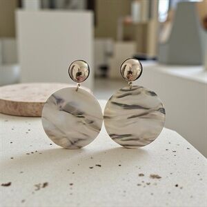 Acrilyc Gold and Cream Earrings